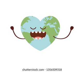 planet earth kawaii isolated icon