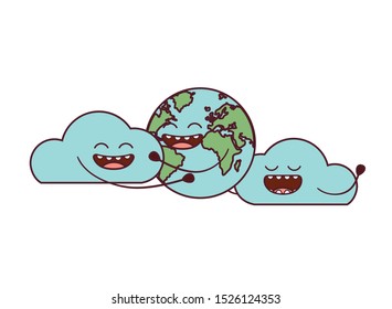 planet earth kawaii isolated icon vector illustration design