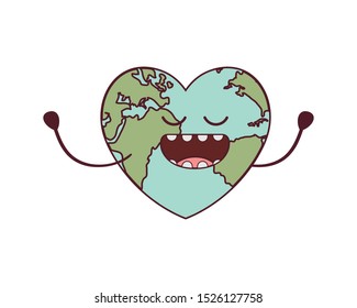 planet earth kawaii isolated icon vector illustration design