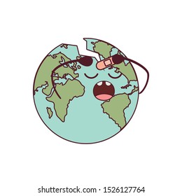 planet earth kawaii isolated icon vector illustration design