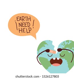 planet earth kawaii isolated icon vector illustration design