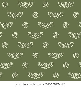 Planet Erde mit Blattflügeln Vektorgrafik Nahtloses Muster