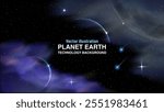 Planet Earth with Light Effects in a Stunning Galaxy Background. Fantasy Cosmos Backdrop. Cosmic Universe and Stars. Vector.