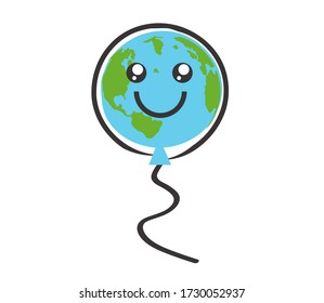 Planet earth like a balloon on a white background. Symbol. Vector illustration.