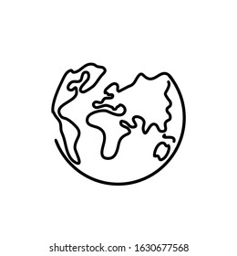 Planet Earth line art - One line style world. Simple modern minimaistic style vector design for posters, flyers, t-shirts, cards, invitations, stickers, logos. Hand painted brush pen.