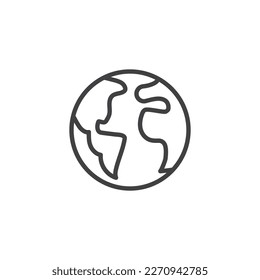 Planet Earth line icon. linear style sign for mobile concept and web design. Earth globe outline vector icon. Symbol, logo illustration. Vector graphics