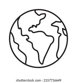 Planet earth line icon or simple earth vector illustration for space icon or logo template