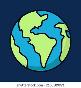 Planet earth line icon or simple earth vector illustration for space icon or logo template