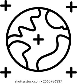 Planet Earth Line Vector Icon Design
