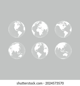 Vector de líneas terrestres planetarias - Iconos vectoriales del globo terrestre.