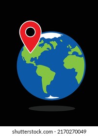 planet earth location pointer, vector illustration 