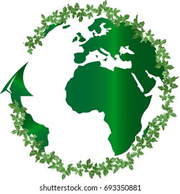 Planet Earth logo with environmental protection and ecology