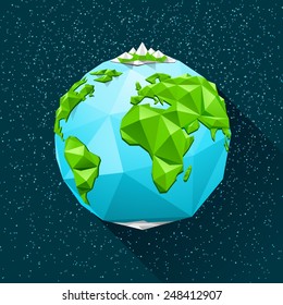 Planet Earth low poly. Vector polygonal illustration