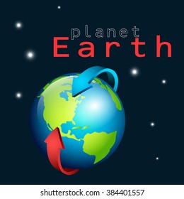 Planet earth with magnetic arrow around it