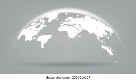Mapa de la superficie terrestre continental del planeta. Regiones de continentes blancos globo ubicación de la esfera geográfico aislado ilustración vectorial