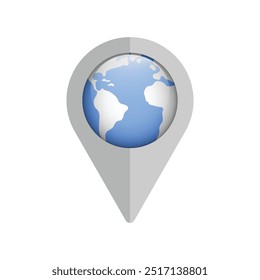 Planet earth map location pin icon isolated on white. Vector