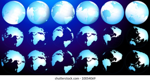 planet earth map from six views; illustration