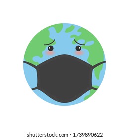 Planet earth in a medical mask. Quarantine coronavirus concept. Vector Illustration.