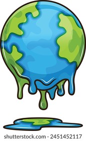 Planet Earth melting from global warming vector illustration