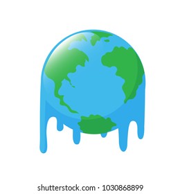 Planet earth melting icon design. Stop global warming concept. illustration isolated on white background.