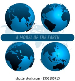 Planet Earth model on white background with earth map
