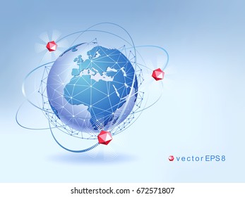 Planet Earth. Modern design of the global communication network. Vector illustration.