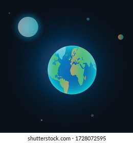 planet earth and its moon moon