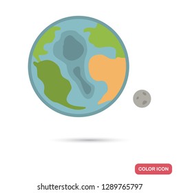 Planet Earth and the Moon color flat icon for web and mobile design