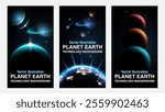 Planet Earth, Moon, and Galaxy Vector Set: Solar System with Glowing Galaxy Planets, Earth, Asteroids, Moon, and Ring Line Solar - Stunning Cosmic Designs for Flyers, Banners, Brochures, and Posters. 