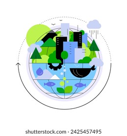 Planet Earth. Nature and industry. Environment and ecology. Modern flat line illustration. Vector file.