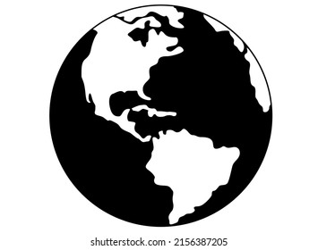 Planet Earth - North and South America - vector silhouette picture of the Earth's hemisphere. America map for sign or logo.