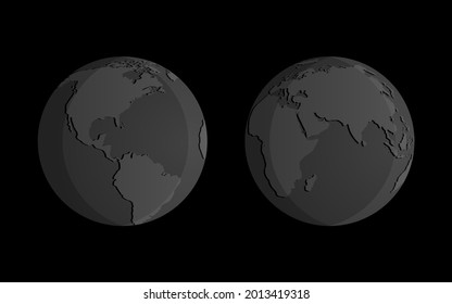 Planet Earth on a black background. Vector illustration.
