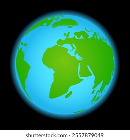  Planet Earth on Black Background Isolated Illustration