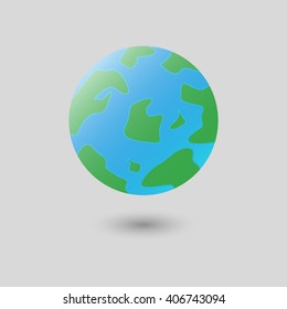 Planet earth on a black background. Planet earth with shadow. Vector illustration