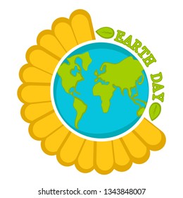 Planet Earth on a blossom flower. Earth day. Vector illustration design