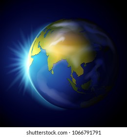Planeta Tierra sobre fondo azul