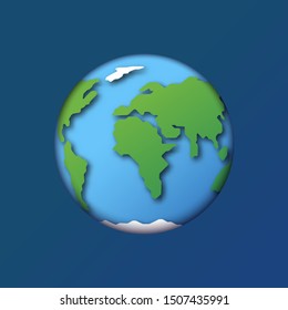 Planet earth on a blue background. Vector illustration in flat style.