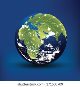 Planet Earth on a blue background