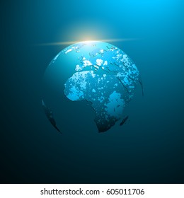 Planet Earth on blue background