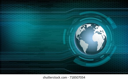 Planet Earth on the digital technology background. User HUD interface on the virtual dashboard. Stock vector illustration.