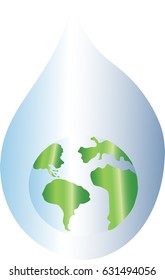 Planet Earth on Drop Water