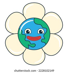 planet earth on flower over white