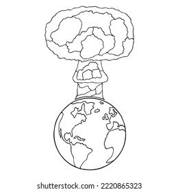 Planet Earth, on it a Nuclear explosion. The concept of the danger of a nuclear explosion. Nuclear threat to the world. Blackmail with nuclear weapons.	