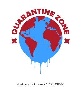 Planet Earth on quarantine 2020. Coronavirus covid-19 pandemy. Vector icon