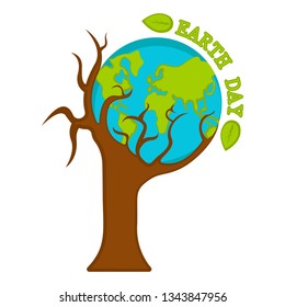 Planet Earth on a tree. Earth day. Vector illustration design