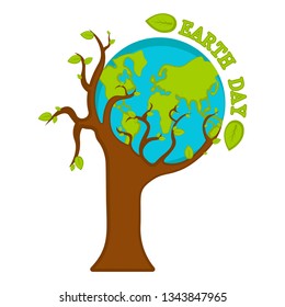 Planet Earth on a tree. Earth day. Vector illustration design