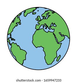 Planet Erde auf weißem Hintergrund Vektorillustration Design