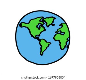 Planet Erde auf weißem Hintergrund. Symbol. Vektorillustration