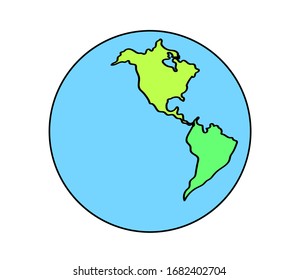 Planeta tierra sobre fondo blanco. Continente. Ilustración vectorial.