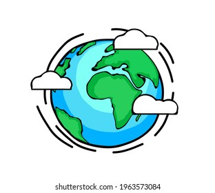 Planet Earth on a white background. Cartoon. Vector illustration.